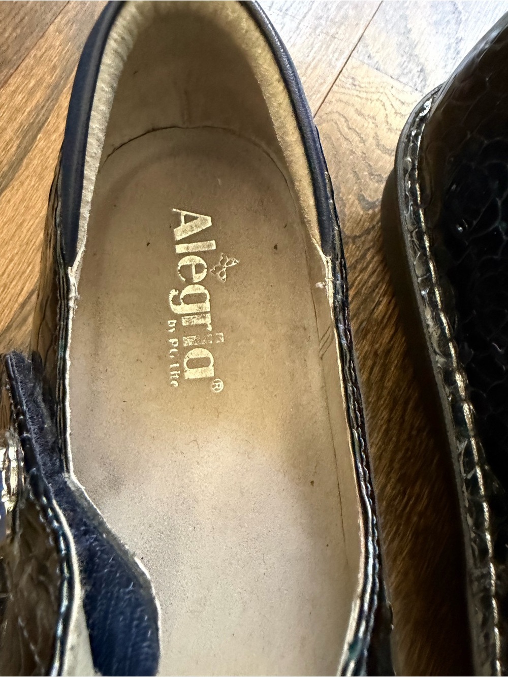 Alegria Black Patent Mary Jane Shoes with Floral Embossing - Picture 3 of 6